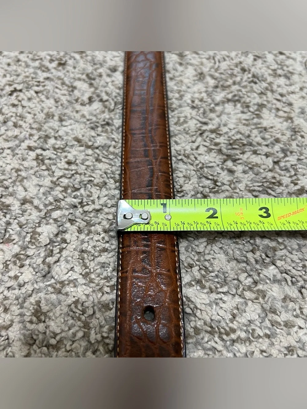 Polo Ralph Lauren Brown Croc-Embossed Leather Belt Silver Buckle Size 32
